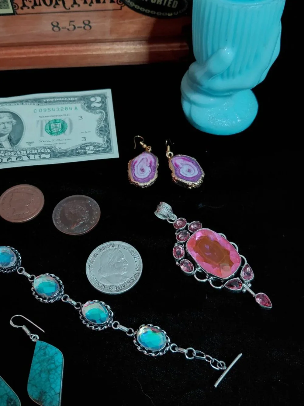Vintage & Antique Lot - silver jewelry - old coins & stuff